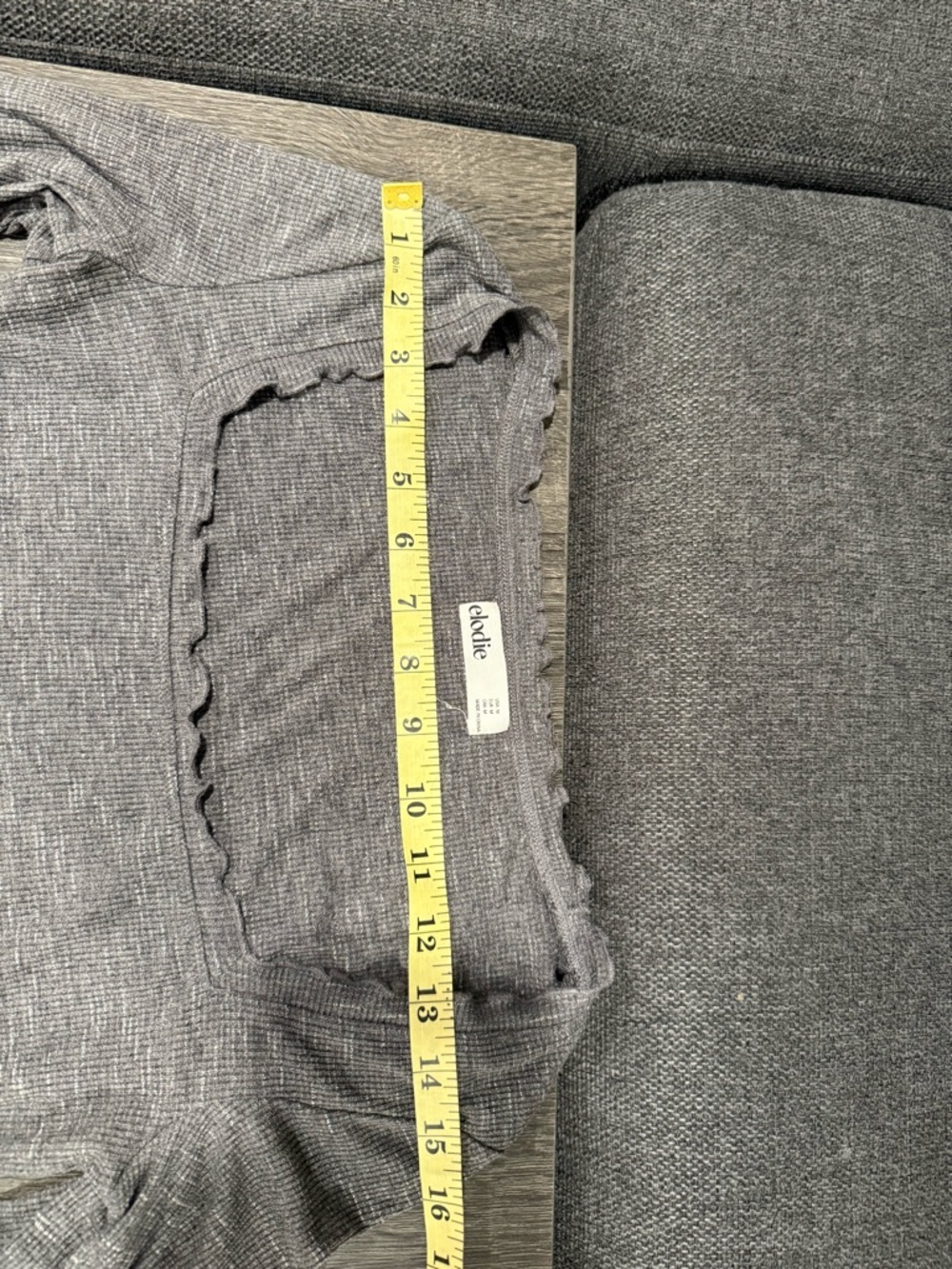 Elodie Gray Ribbed Long-Sleeve Square-Neck Top - Picture 9 of 12